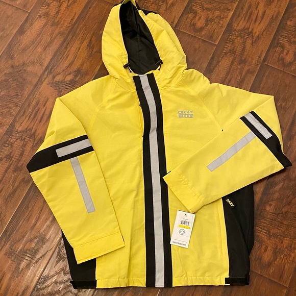 Dkny Jackets \u0026 Coats | Brand New Dkny Reflective Jacket | Color: Black/Yellow | Size: M | Skatemossss's Closet